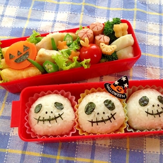 簡単キャラ弁☆ハロウィン　ジャックのデコおにぎり♪